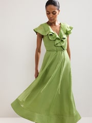 Phase Eight Green Annette Frill Dress - Image 3 of 7