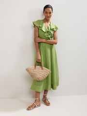 Phase Eight Green Annette Frill Dress - Image 6 of 7