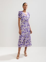 Phase Eight Purple Azalea Floral Print Dress - Image 1 of 7