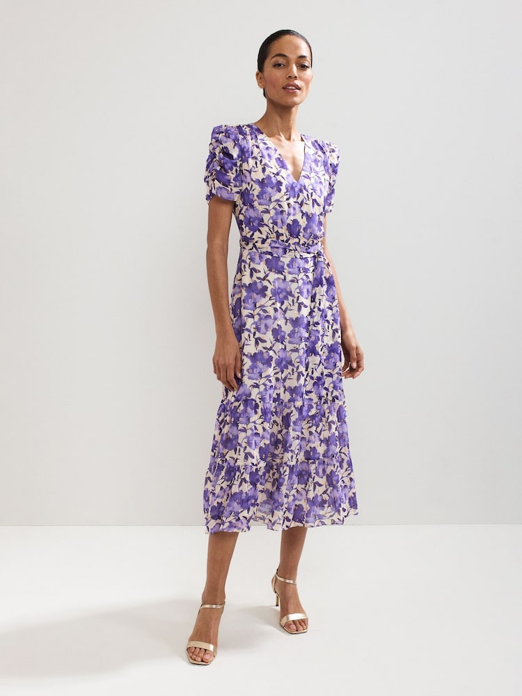 Phase Eight Purple Azalea Floral Print Dress - Image 1 of 7