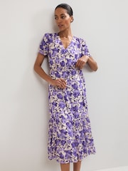 Phase Eight Purple Azalea Floral Print Dress - Image 3 of 7