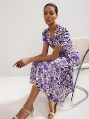 Phase Eight Purple Azalea Floral Print Dress - Image 5 of 7
