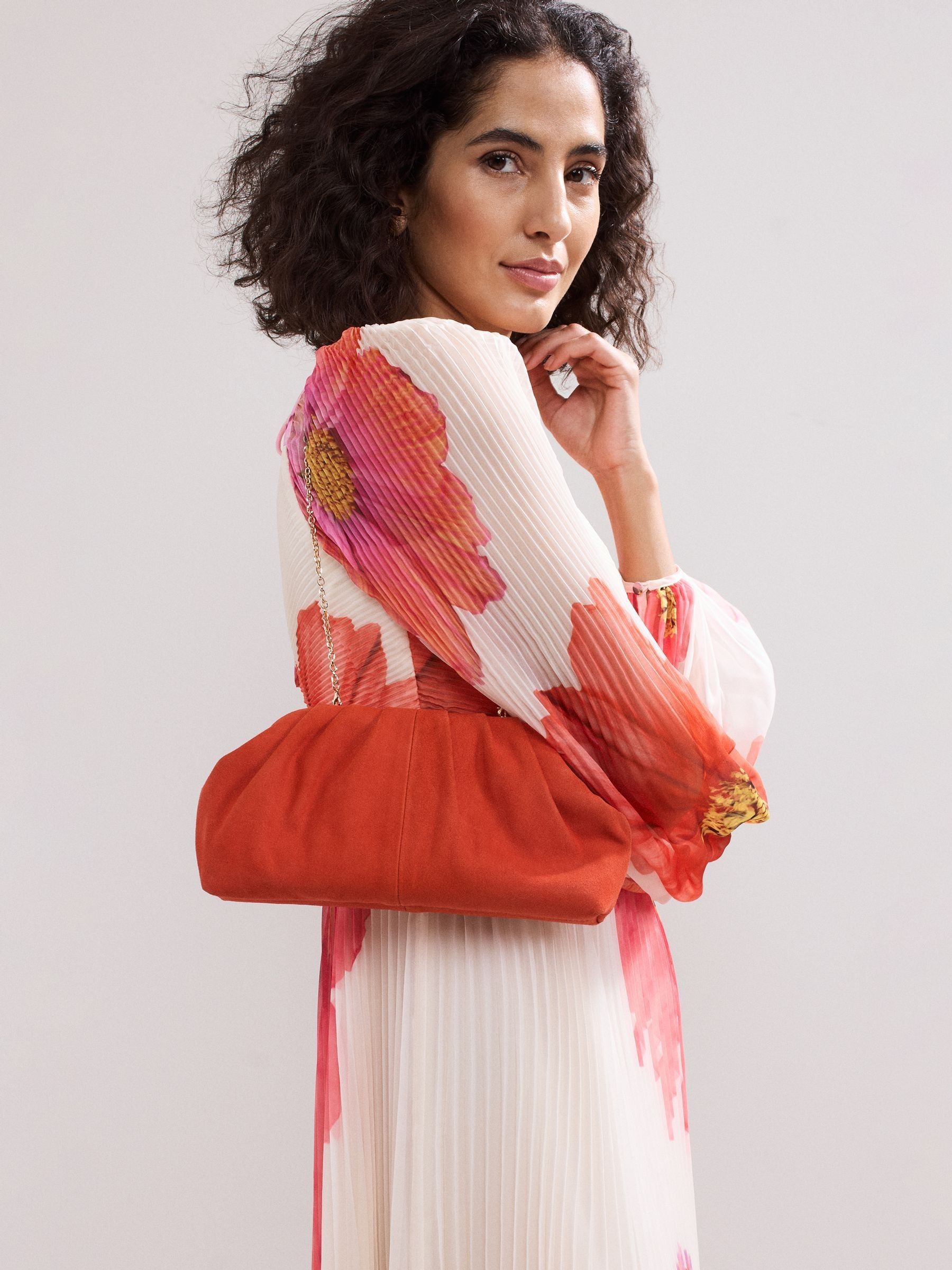 Buy Phase Eight Orange Suede Clutch Bag from Next USA