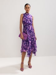 Phase Eight Purple Lucinda Floral Print Dress - Image 1 of 7