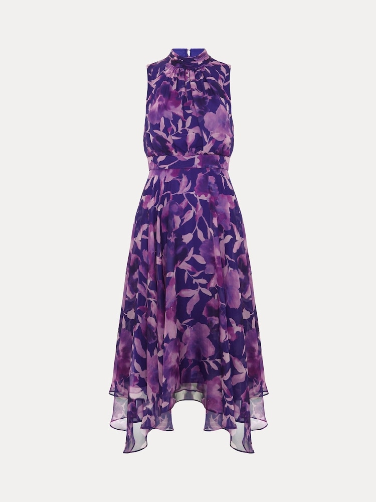 Phase Eight Purple Lucinda Floral Print Dress - Image 7 of 7