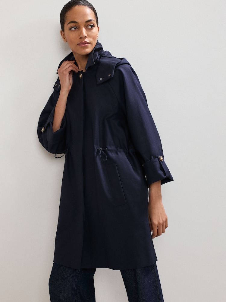 Phase Eight Blue Broddie Hooded Coat - Image 1 of 7 Phase Eight Blue Broddie Hooded Coat - Image 1 of 7