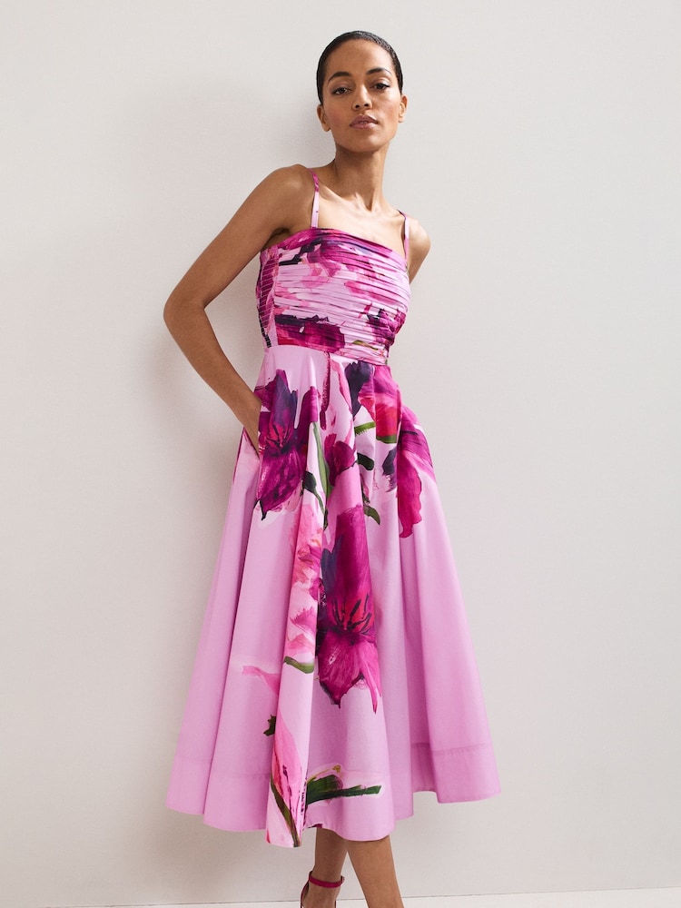 Phase Eight Pink Cassia Printed Dress - Image 1 of 7