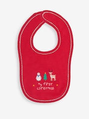 JoJo Maman Bébé Red My First Christmas Bib - Image 1 of 2