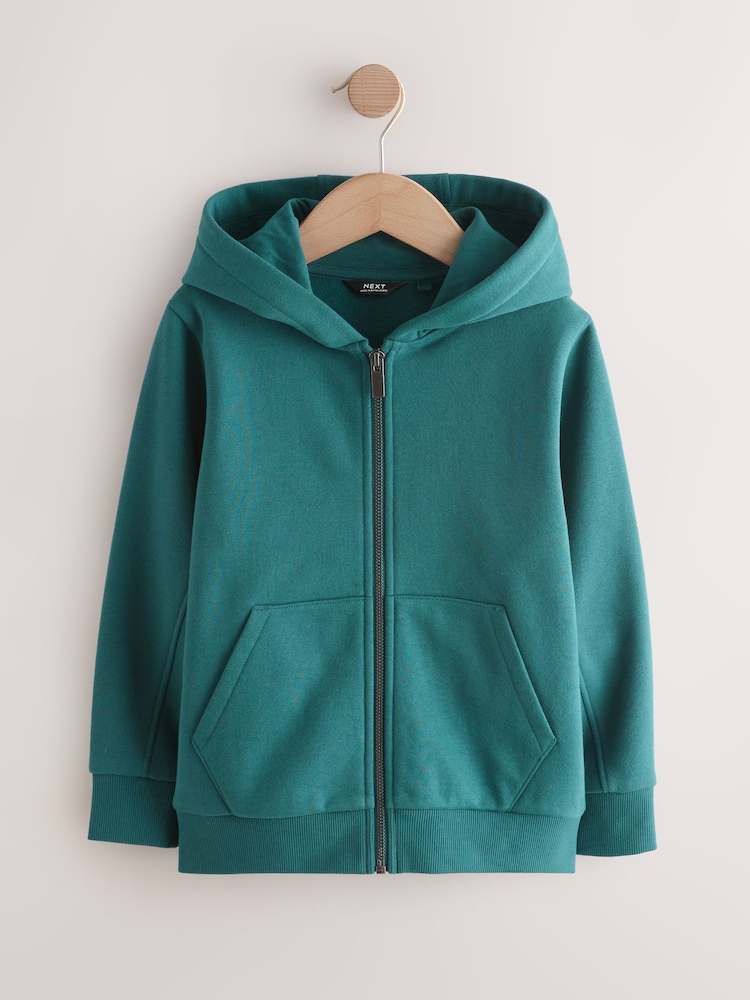 Teal Blue 1 Pack Plain Zip Through Hoodie (3-16yrs) - Image 1 of 4