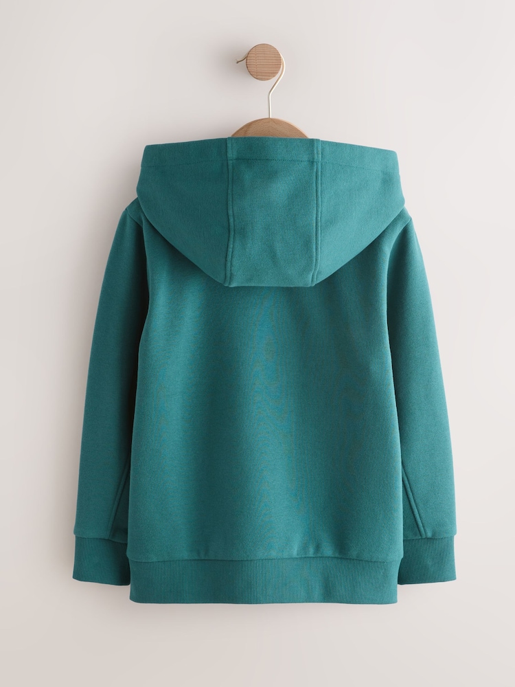 Teal Blue 1 Pack Plain Zip Through Hoodie (3-16yrs) - Image 2 of 4