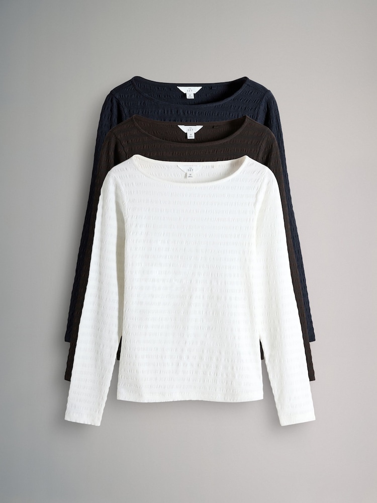 The Set 3 Pack Textured Long Sleeve T-Shirts - صورة 1 من 6
