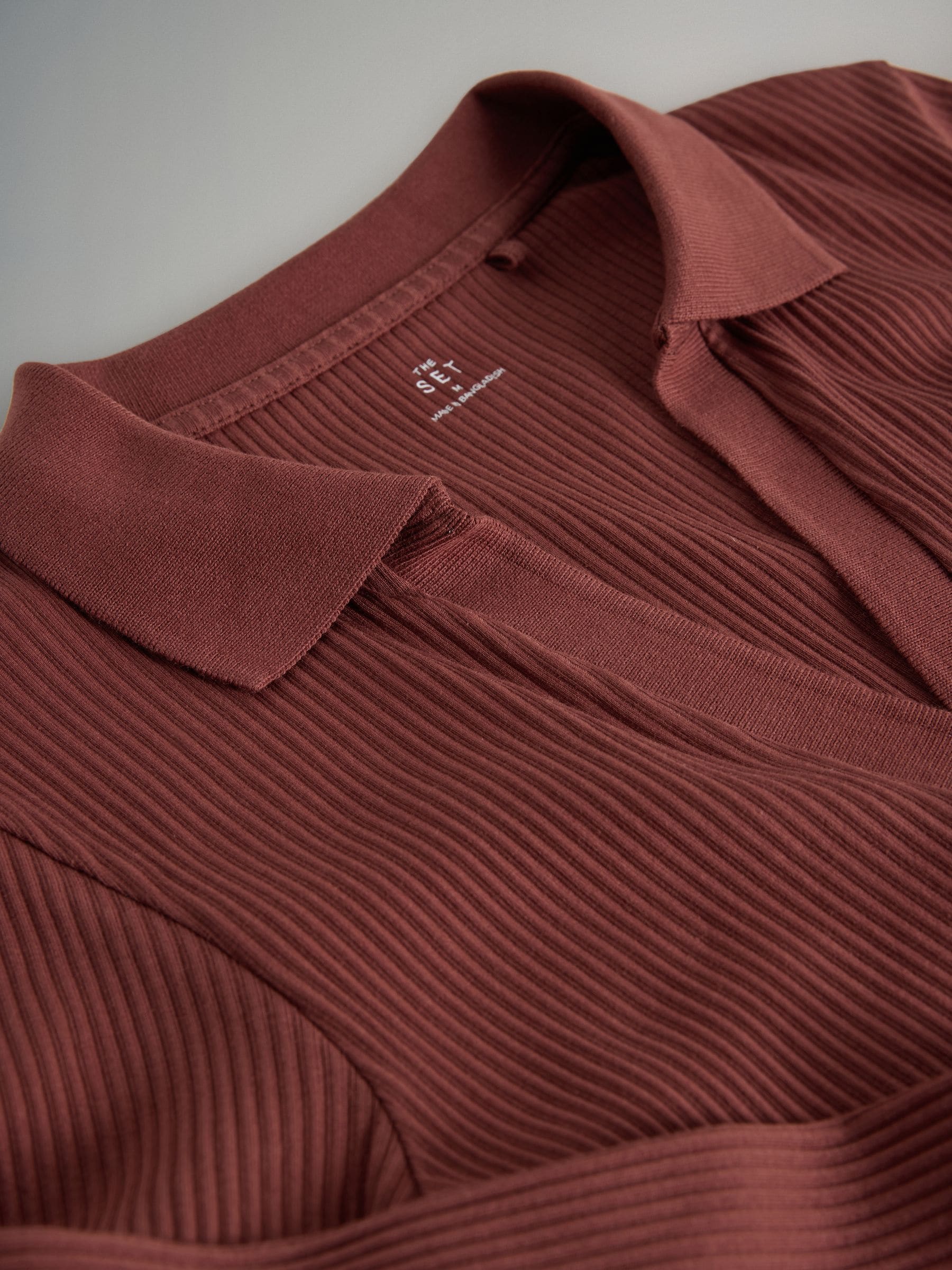 Buy The Set 3 Pack Long Sleeve Ribbed Polo Top Black/Pink/White