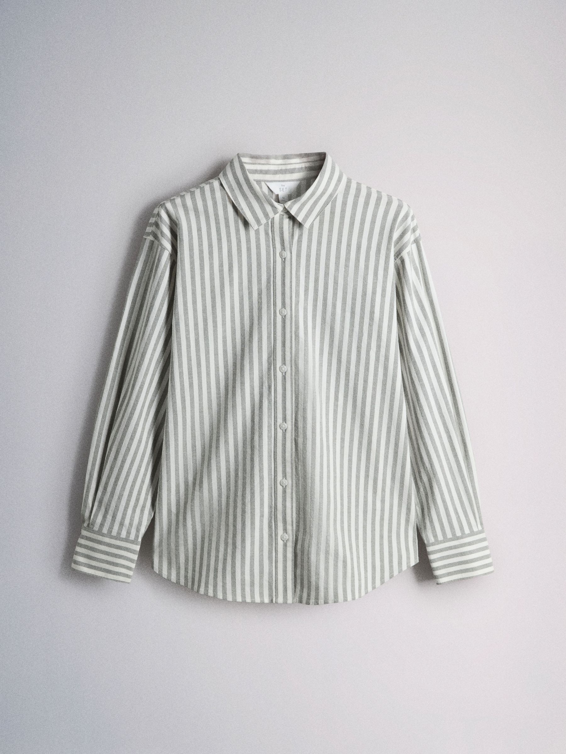 Buy The Set 2 Pack Cotton Oxford Shirts White/Khaki Stripe from the ...