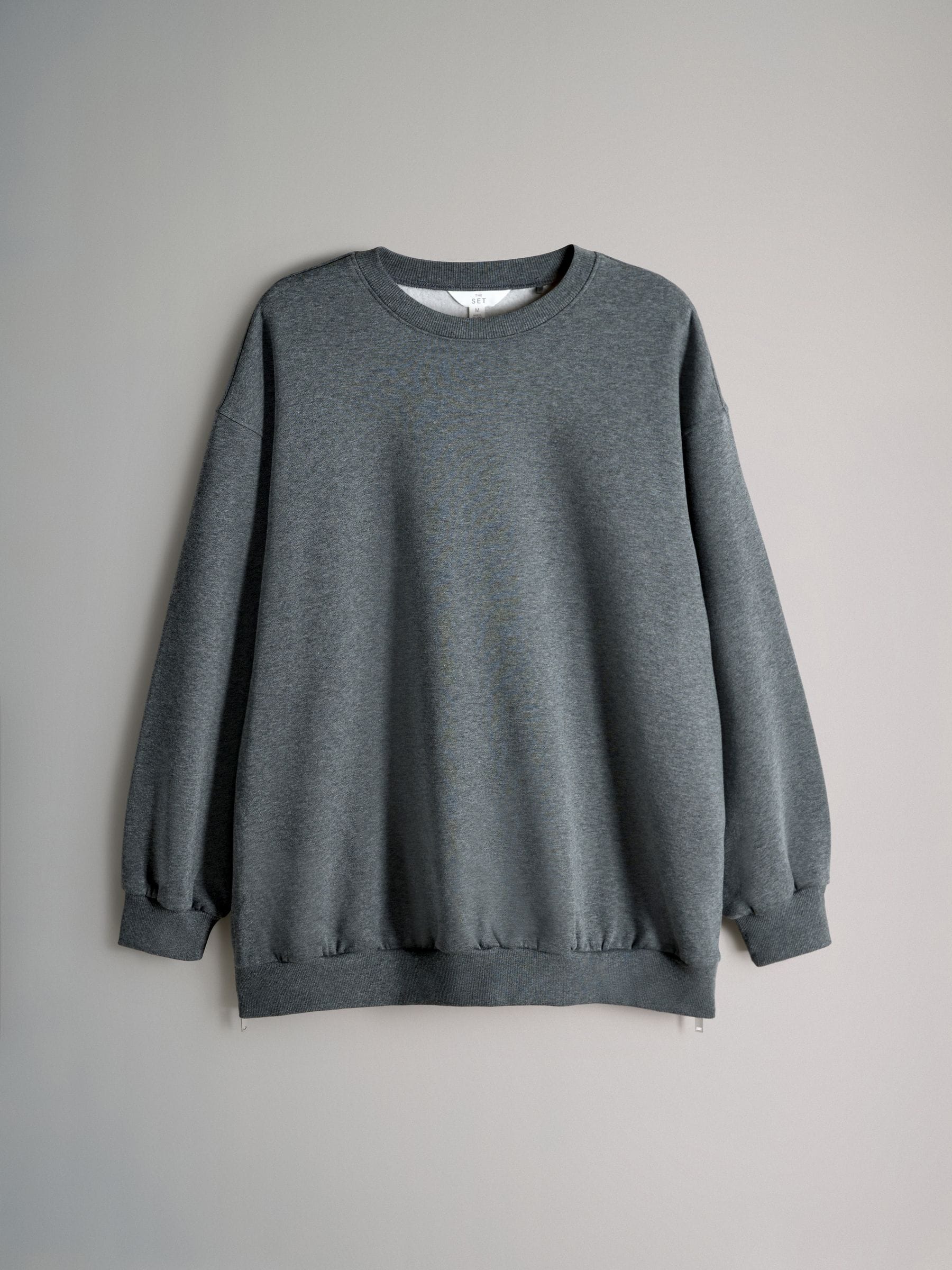 Buy The Set 2 Pack Longline Crew Neck Sweatshirt Charcoal Marl