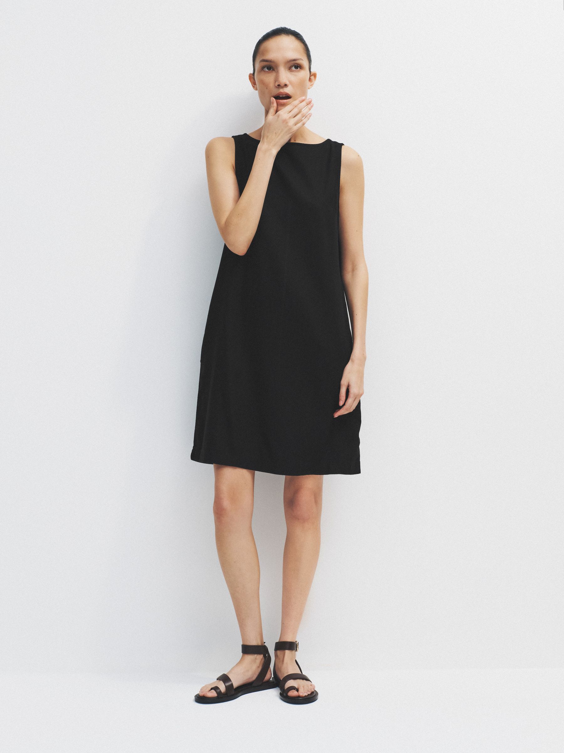 The Set 2 Pack Scoop Back Mini Dresses With Linen Gingham/Black