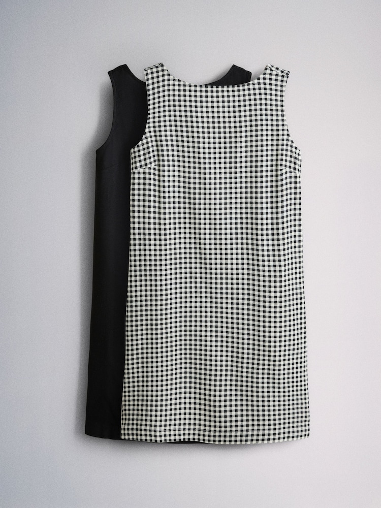 The Set 2 Pack Scoop Back Mini Dresses With Linen Gingham/Black - Image 1 of 5