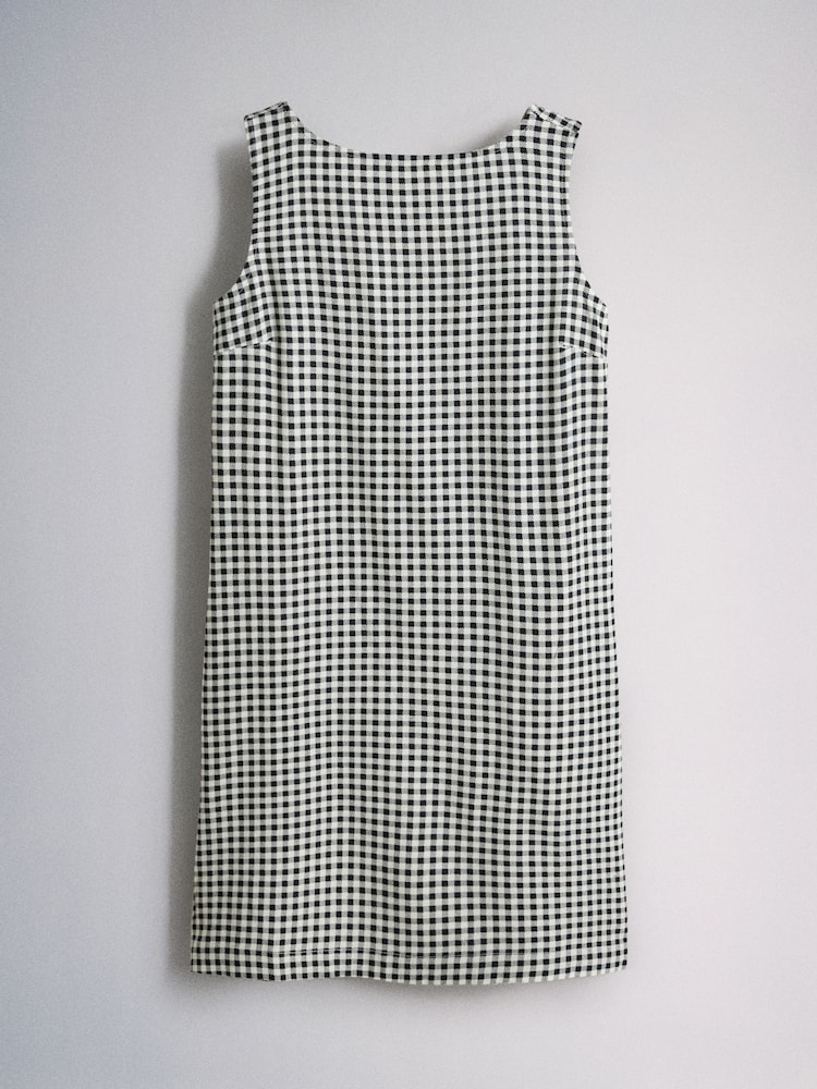 The Set 2 Pack Scoop Back Mini Dresses With Linen Gingham/Black - Image 2 of 5