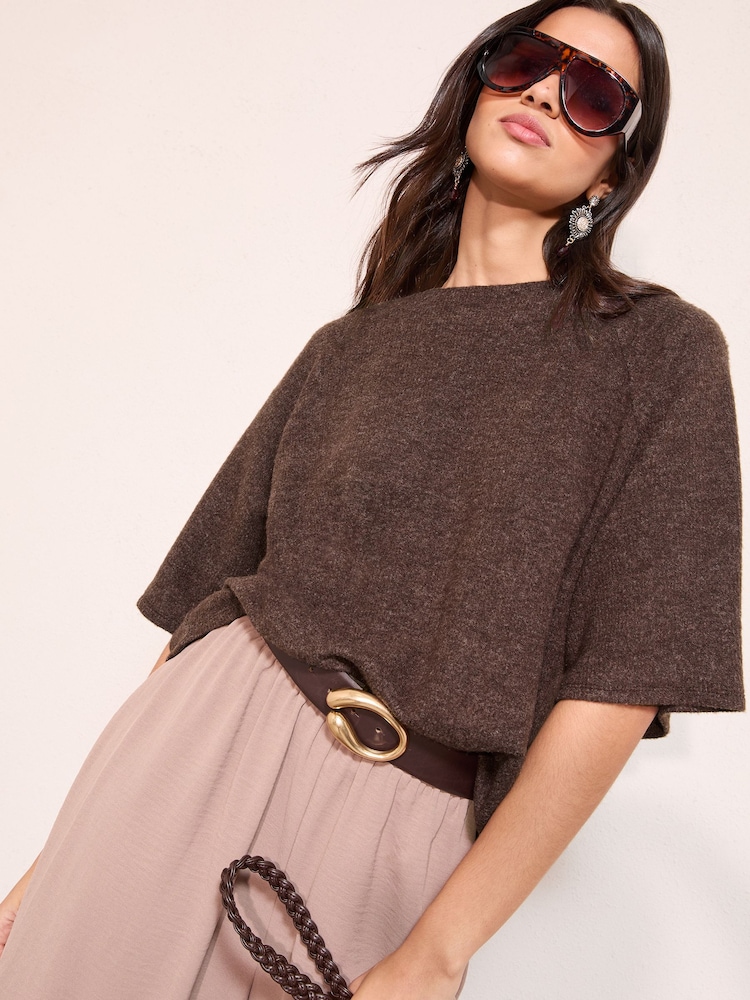 Friends Like These Chocolate Brown Brushed Top - Image 4 of 4 Friends Like These Chocolate Brown Brushed Top - Image 4 of 4