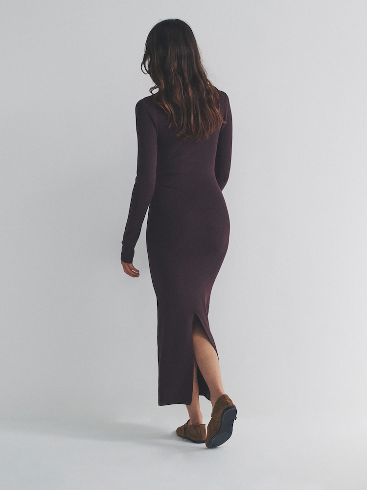 Buy The Set 2 Pack Knitted Square Neck Dress Burgundy Plum/Navy Blue Tipped  from Next USA