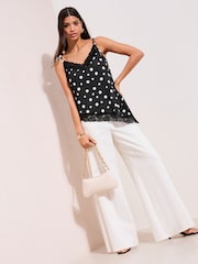 Friends Like These Black Spot Lace Trim Asymmetric Cami - Image 4 of 4