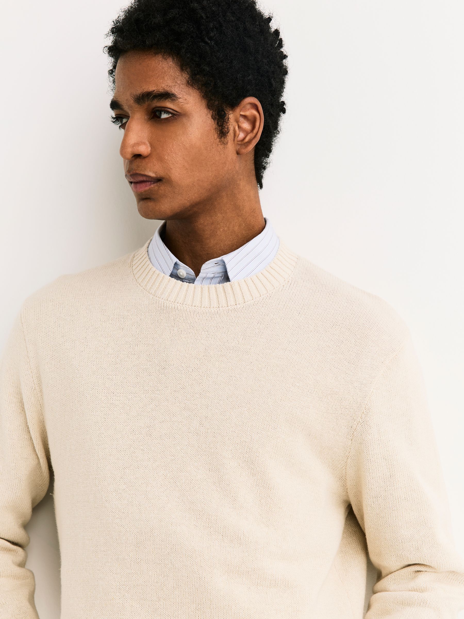 Cumpără Neutral - Regular Fit Linen Rich Crew Neck Jumper from