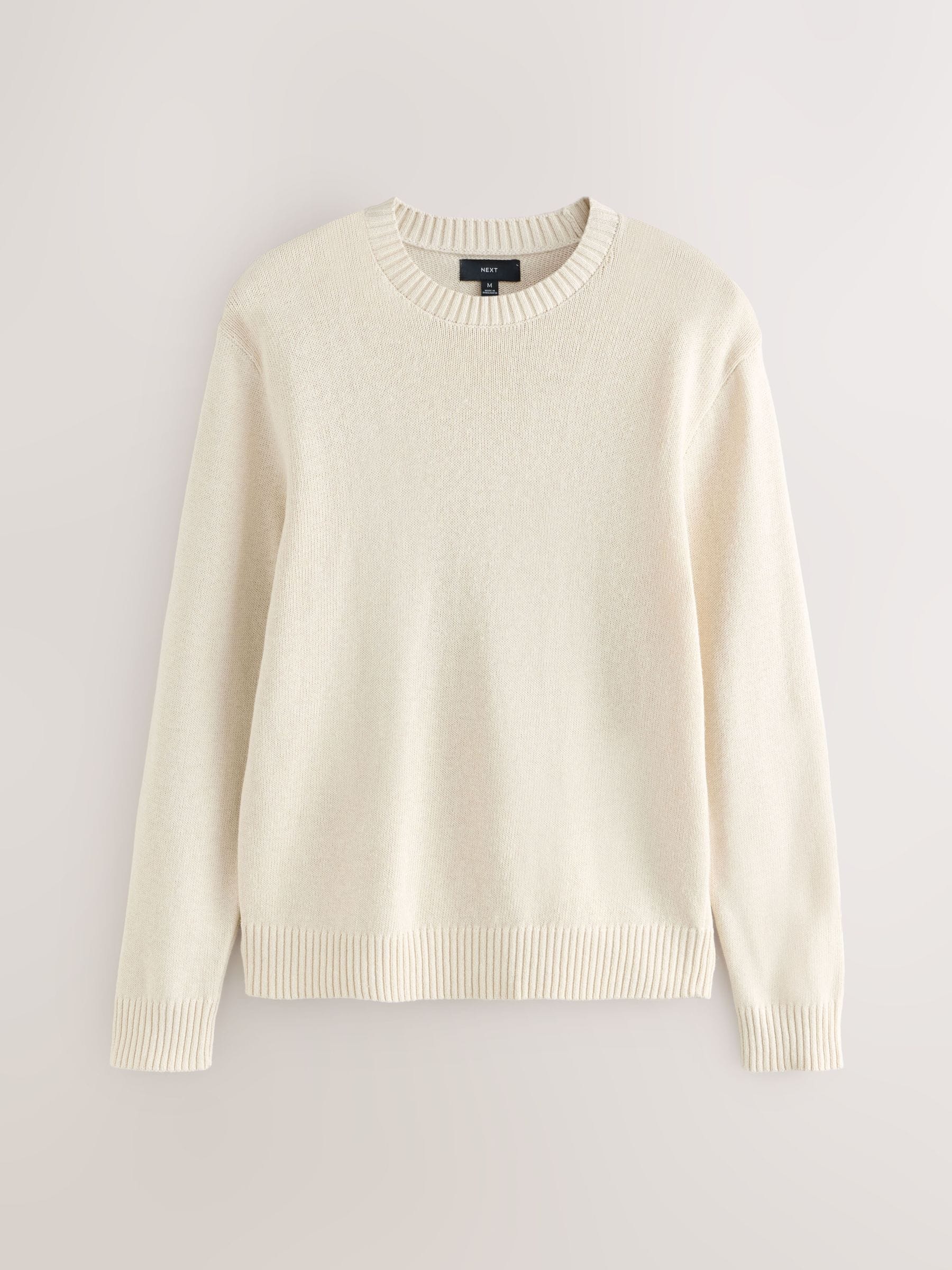 トップス O project / WIDE FIT KNITTED CREW NECK Cumpără Neutral - Regular Fit Linen Rich Crew Neck Jumper from