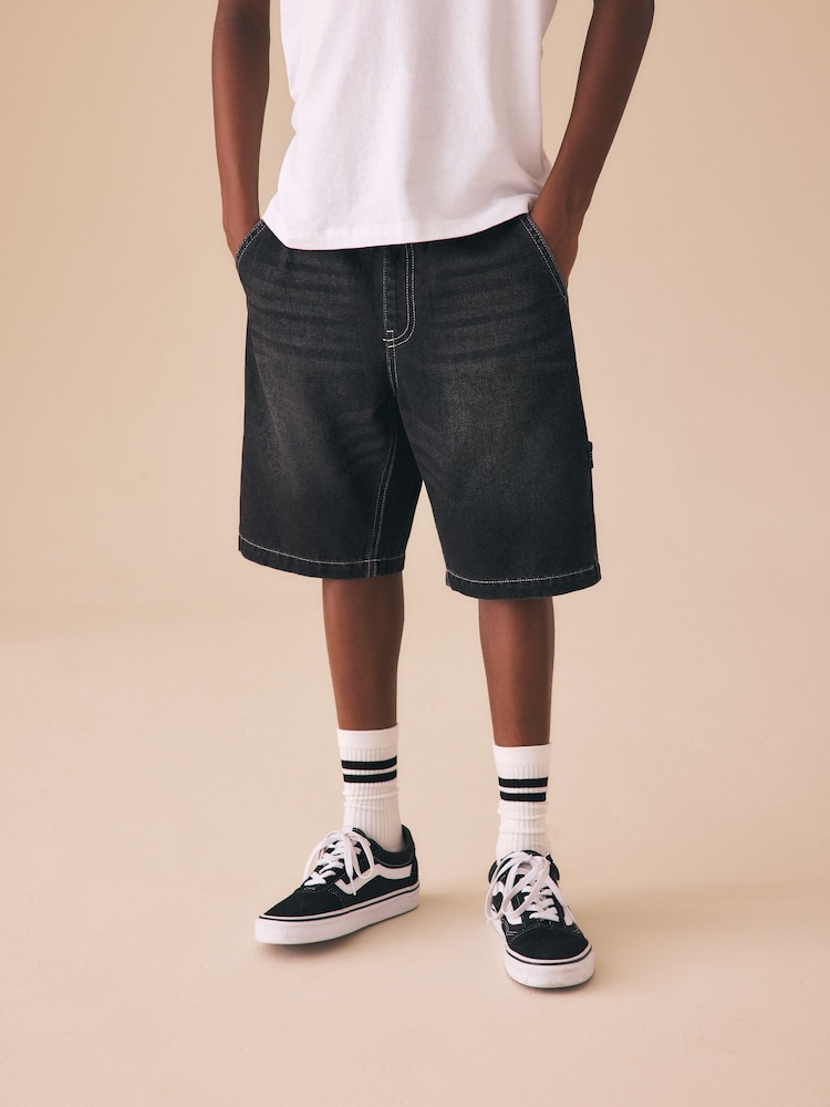 Black Carpenter Denim Shorts (3-16yrs) - Image 1 of 8