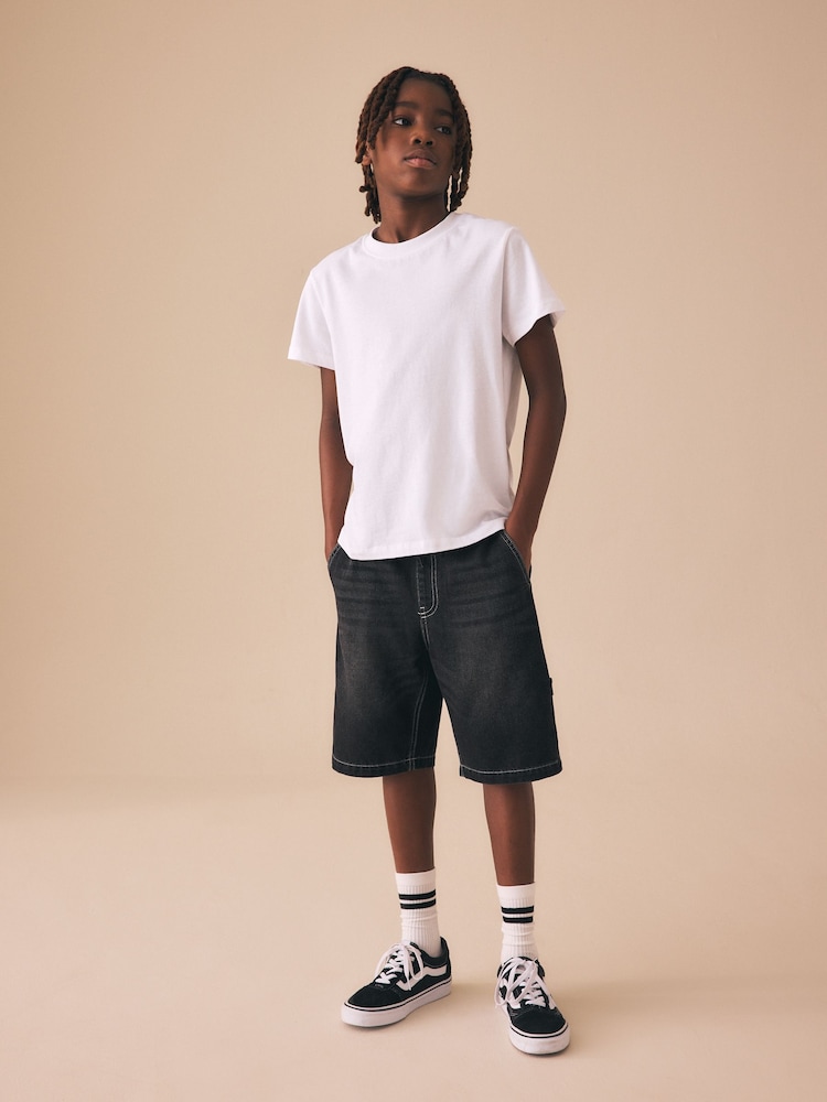 Black Carpenter Denim Shorts (3-16yrs) - Image 2 of 8