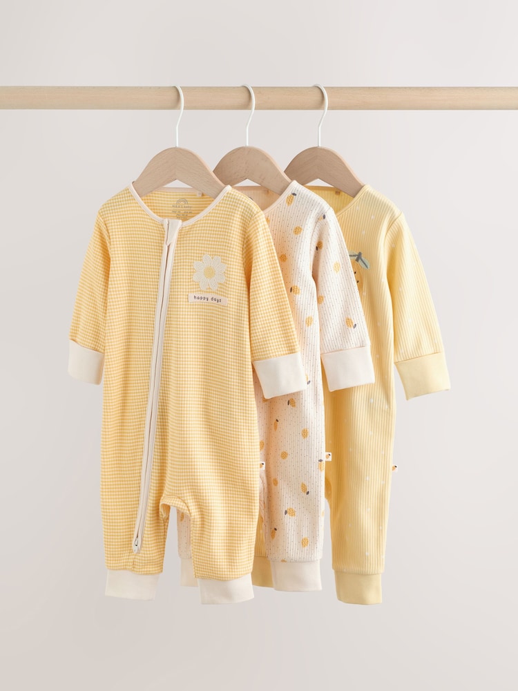 Yellow Baby Sleepsuits 3 Pack (0mths-3yrs) - Image 1 of 16