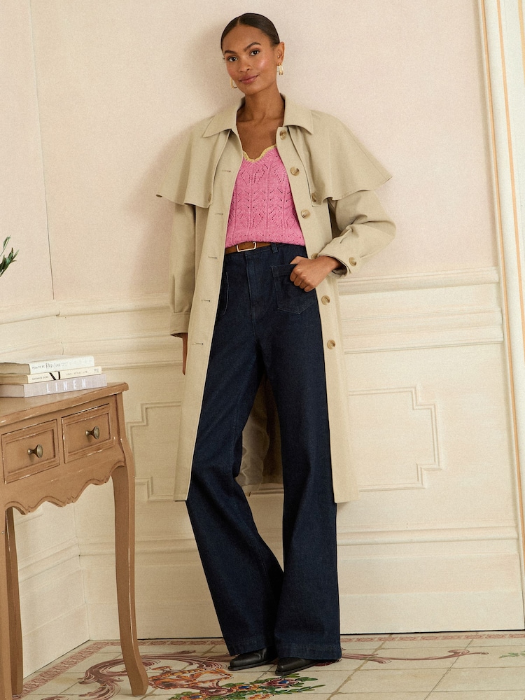 Love & Roses Pink Lurex Scallop Pointelle V-Neck Jumper - Image 4 of 4 Love & Roses Pink Lurex Scallop Pointelle V-Neck Jumper - Image 4 of 4