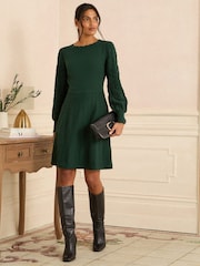 Love & Roses Forest Green Petite Scallop Knitted Mini Dress - Image 1 of 4
