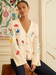Love & Roses Embroidered Knitted Cardigan - Imaginea 1 din 4