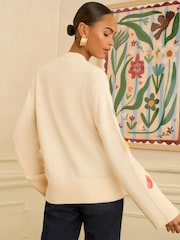 Love & Roses Embroidered Knitted Cardigan - Imaginea 2 din 4