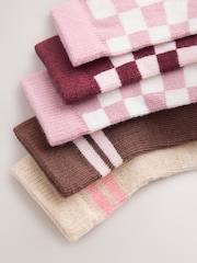Pink Checkerboard Baby Socks 5 Pack - Image 2 of 3