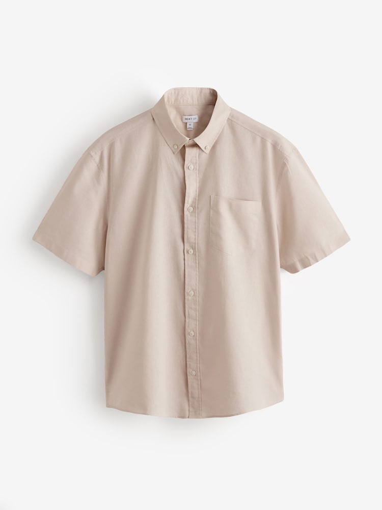 Stone Short Sleeve Linen Blend Regular Fit Shirt - Image 1 of 1