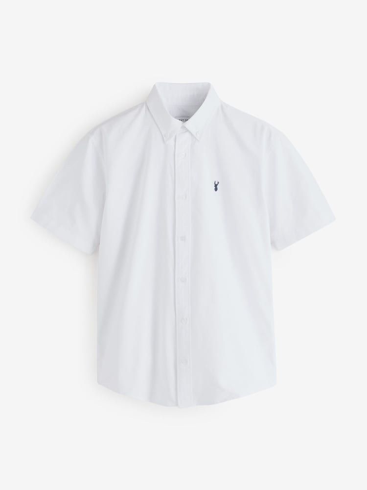 White Short Sleeve Regular Fit Oxford Shirt - Image 1 of 1
