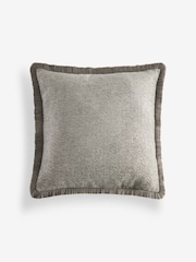 Grey 50 x 50cm Herringbone Fringe Cushion - Image 3 of 4