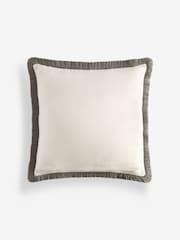 Grey 50 x 50cm Herringbone Fringe Cushion - Image 4 of 4
