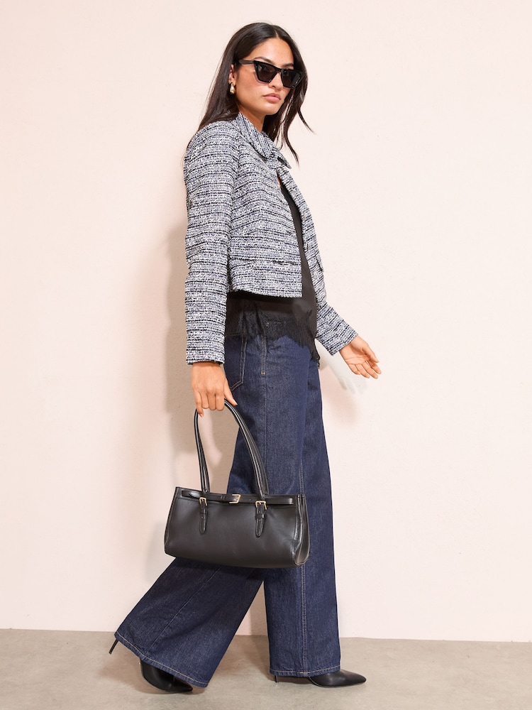 Friends Like These Blue Boucle Trophy Jacket - Image 1 of 4 Friends Like These Blue Boucle Trophy Jacket - Image 1 of 4