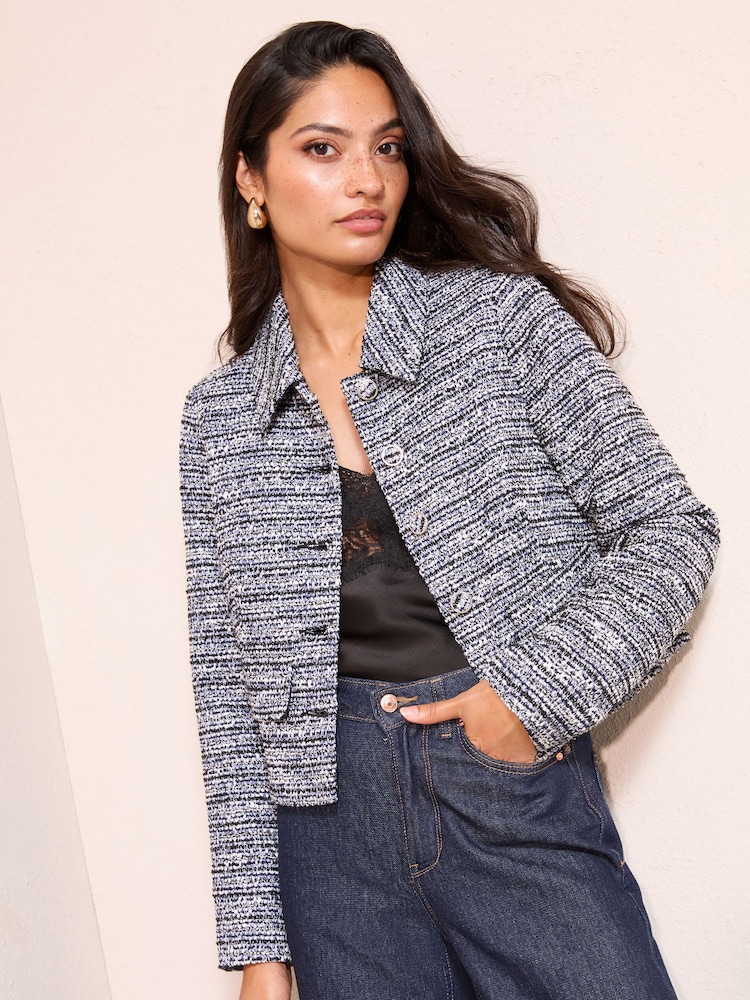 Friends Like These Blue Boucle Trophy Jacket - Image 2 of 4 Friends Like These Blue Boucle Trophy Jacket - Image 2 of 4