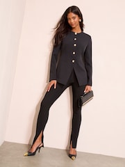 Friends Like These Black Collarless Button Front Blazer - Image 1 of 5