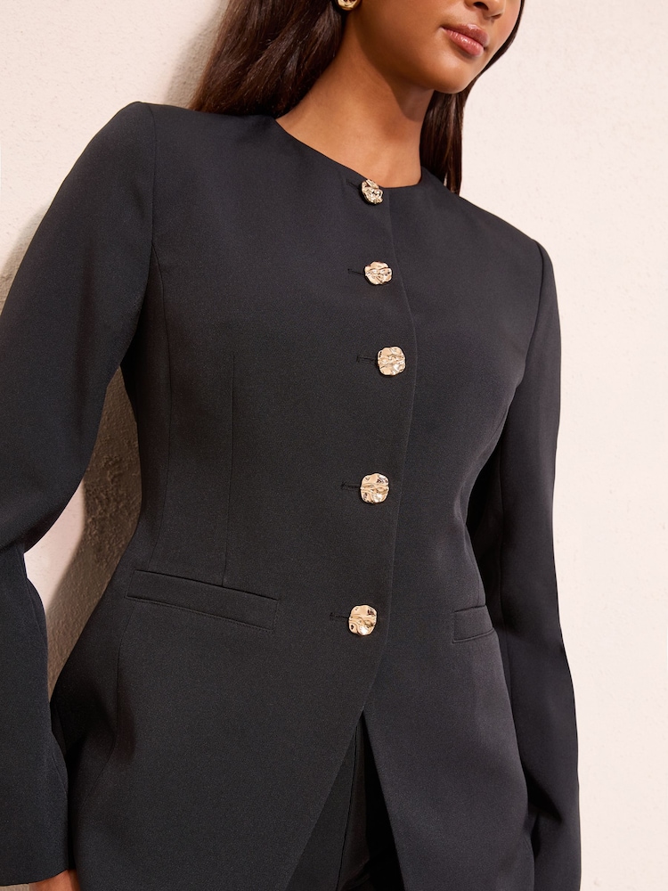 Friends Like These Black Collarless Button Front Blazer - Image 2 of 5