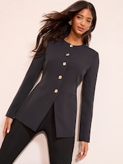 Friends Like These Black Collarless Button Front Blazer - Image 3 of 5