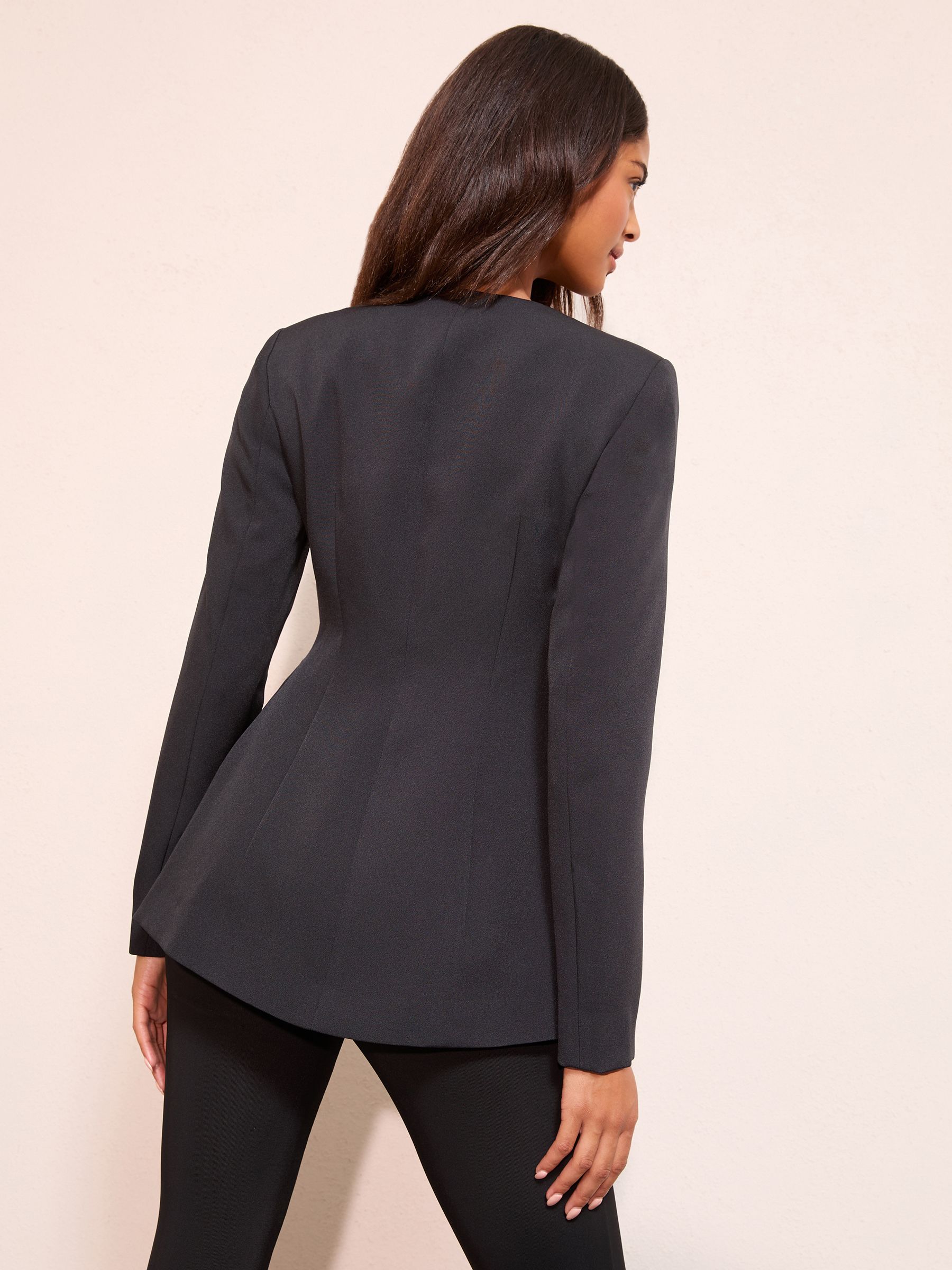 Buy Friends Like These Black Collarless Button Front Blazer from