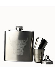Selbrae House Brown silver Highland Cow Hip Flask & Cup Set - Image 2 of 4