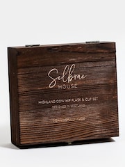 Selbrae House Brown silver Highland Cow Hip Flask & Cup Set - Image 4 of 4