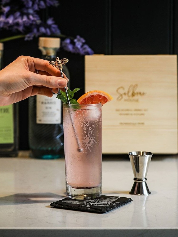 Selbrae House Clear Silver Bee Highball Drinks Set - Image 1 of 3