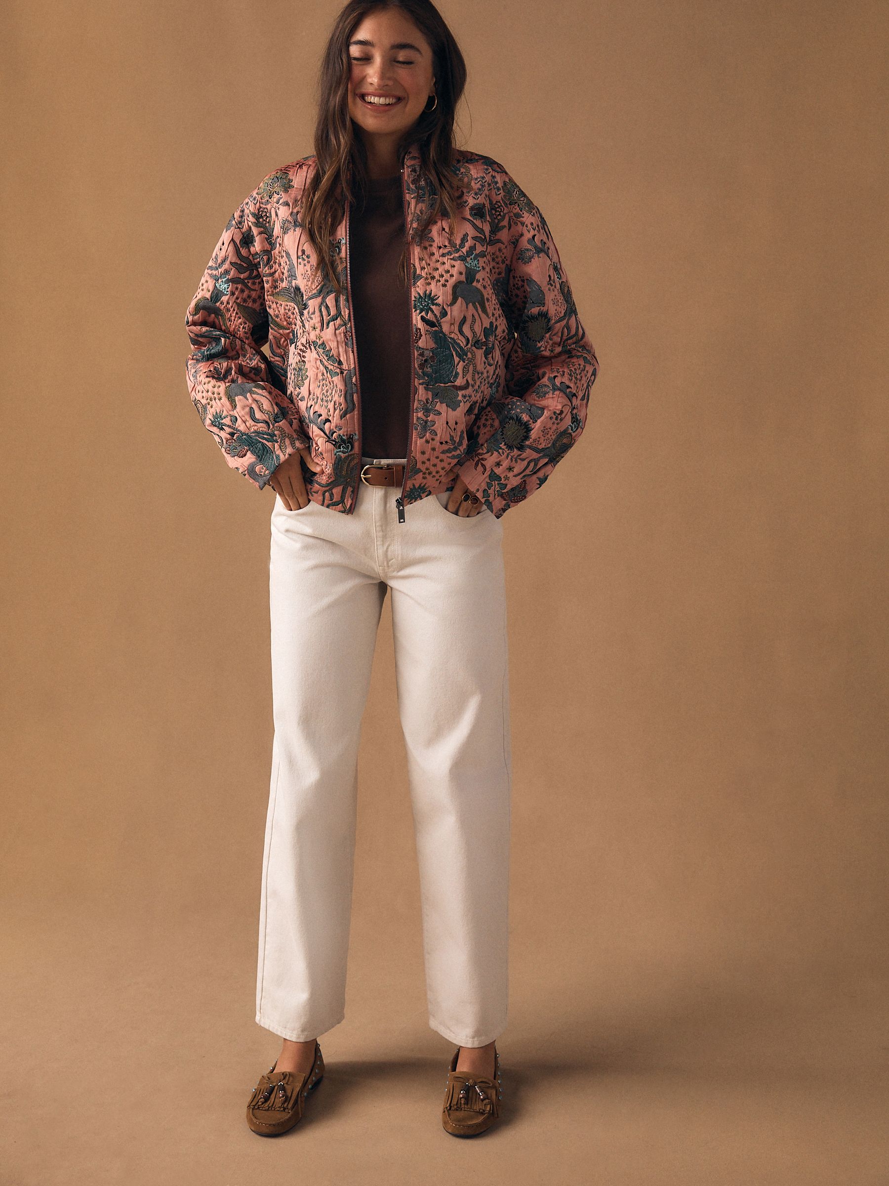 Buy Pink Floral Jacquard Bomber Jacket from Next USA