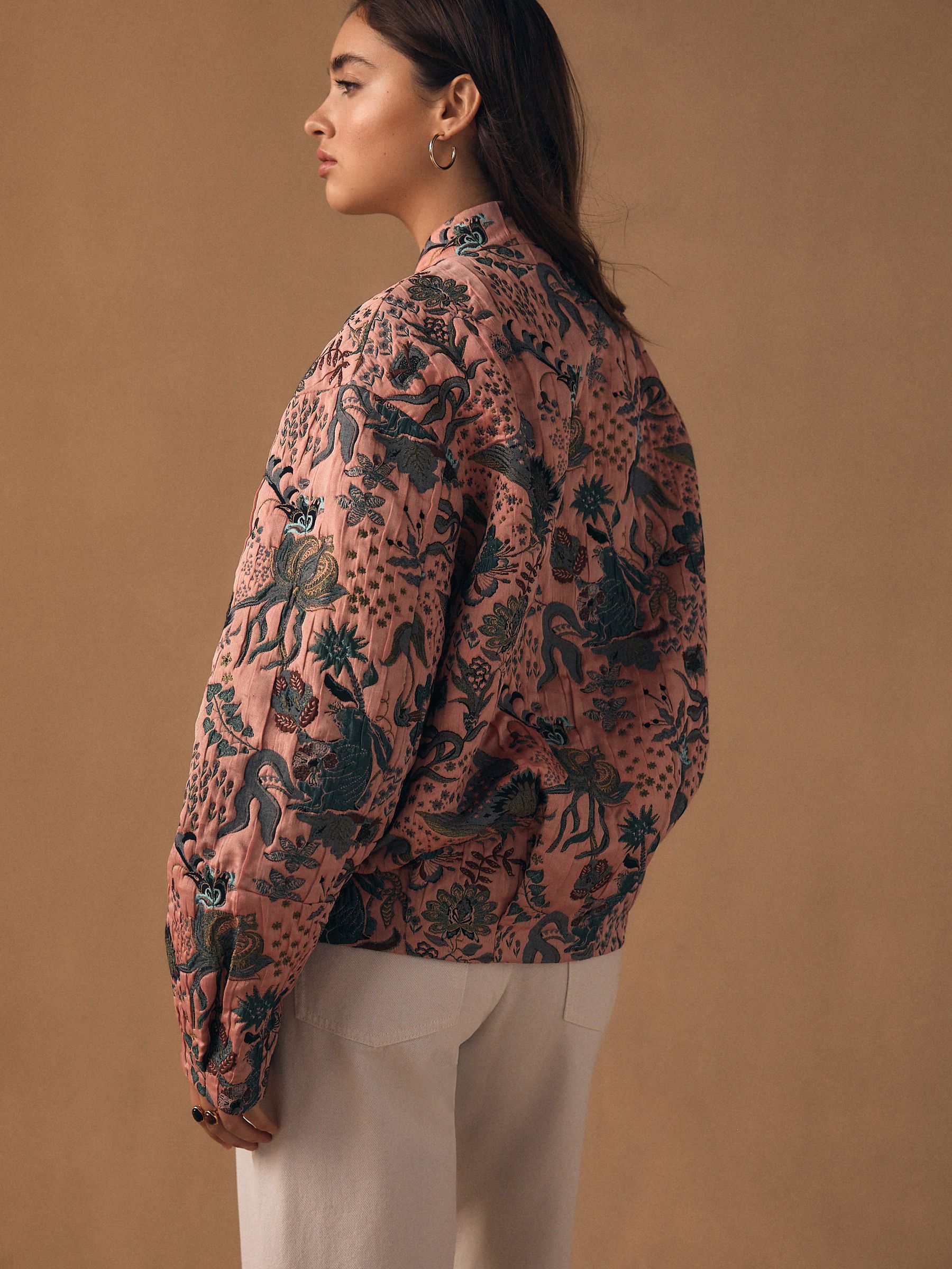 Buy Pink Floral Jacquard Bomber Jacket from Next USA