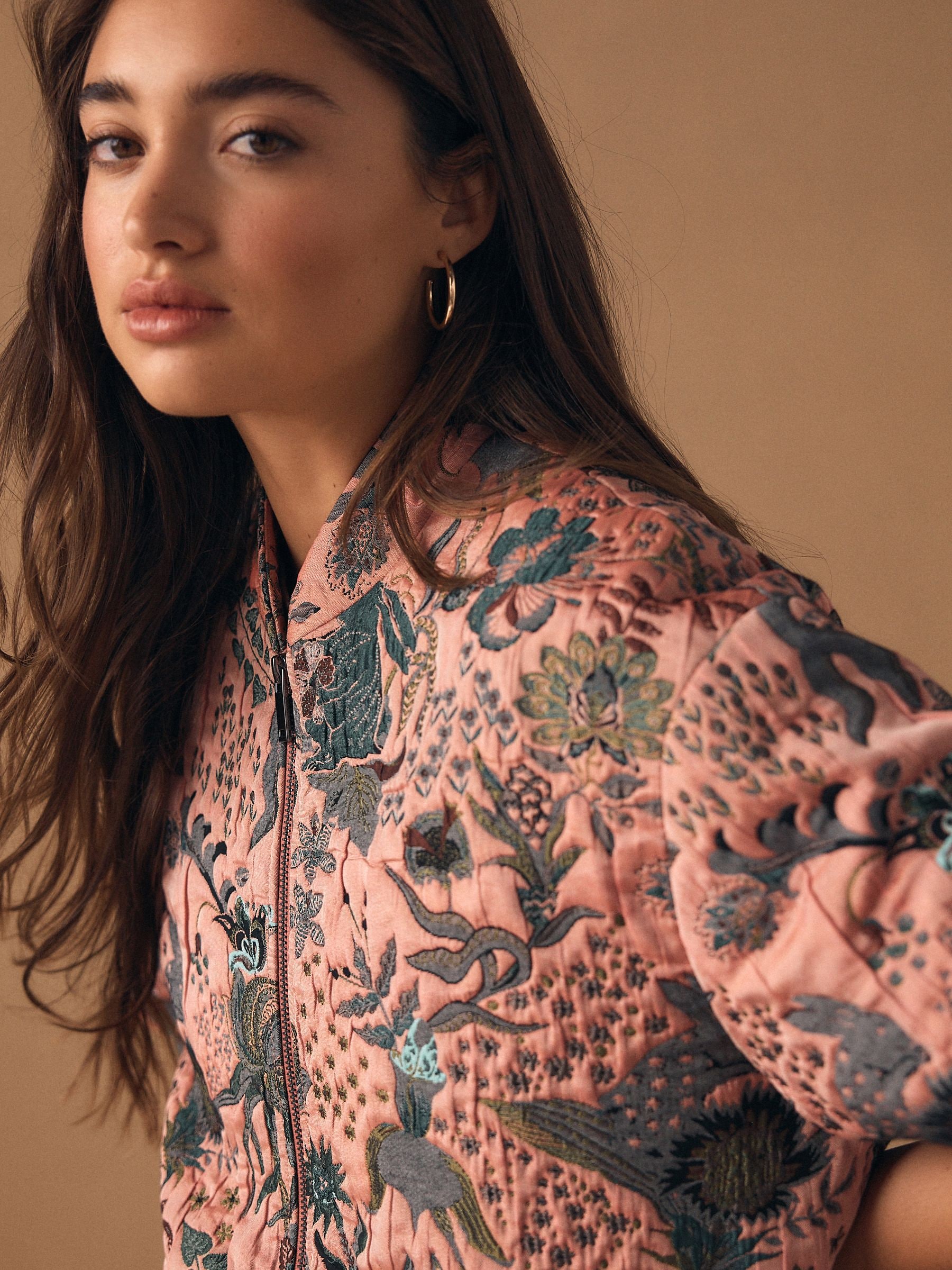 Buy Pink Floral Jacquard Bomber Jacket from the Next UK online shop